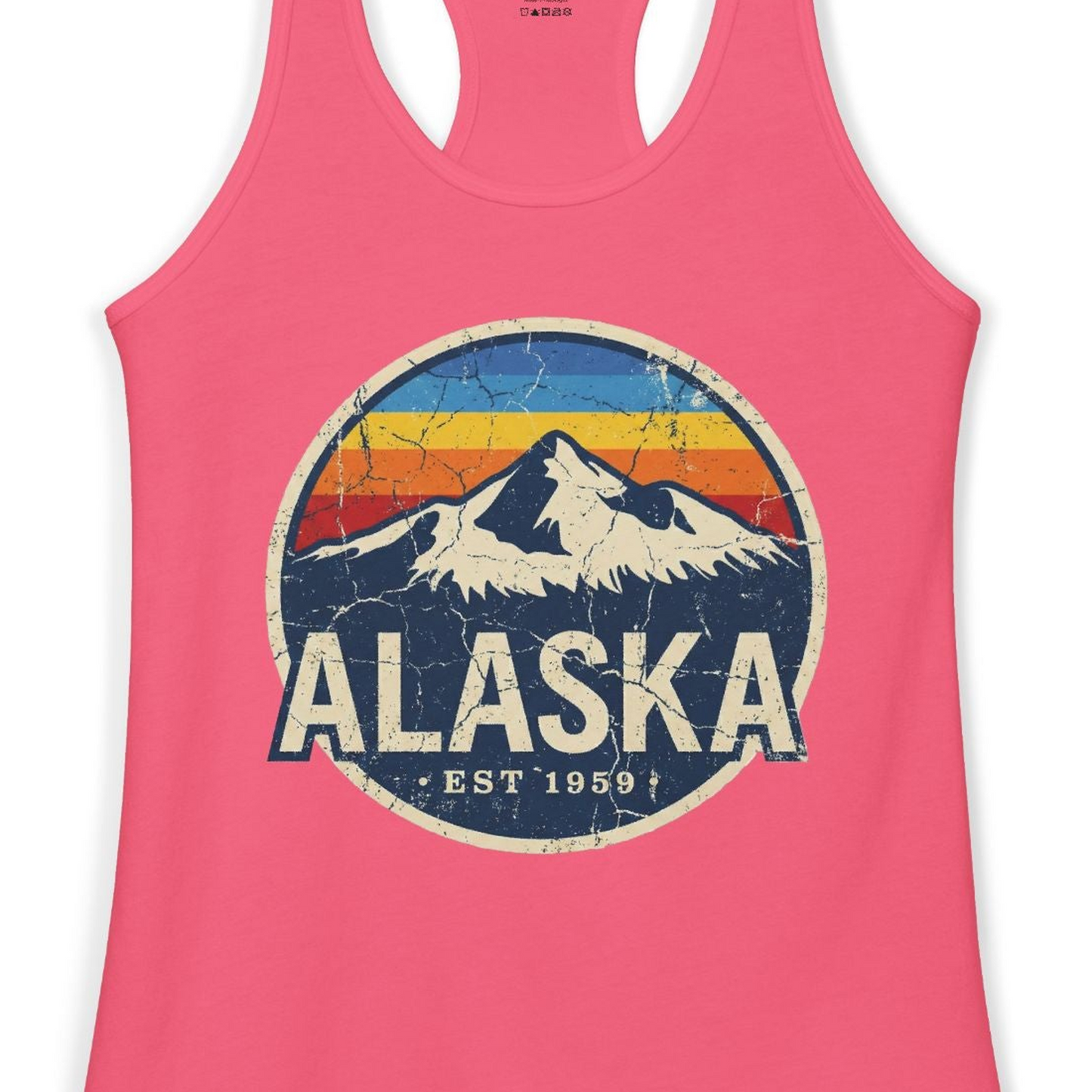 Alaska Vintage Shirt Ladies Tank Top – Hot Pink – Alaska Cruise Shirts Close Up