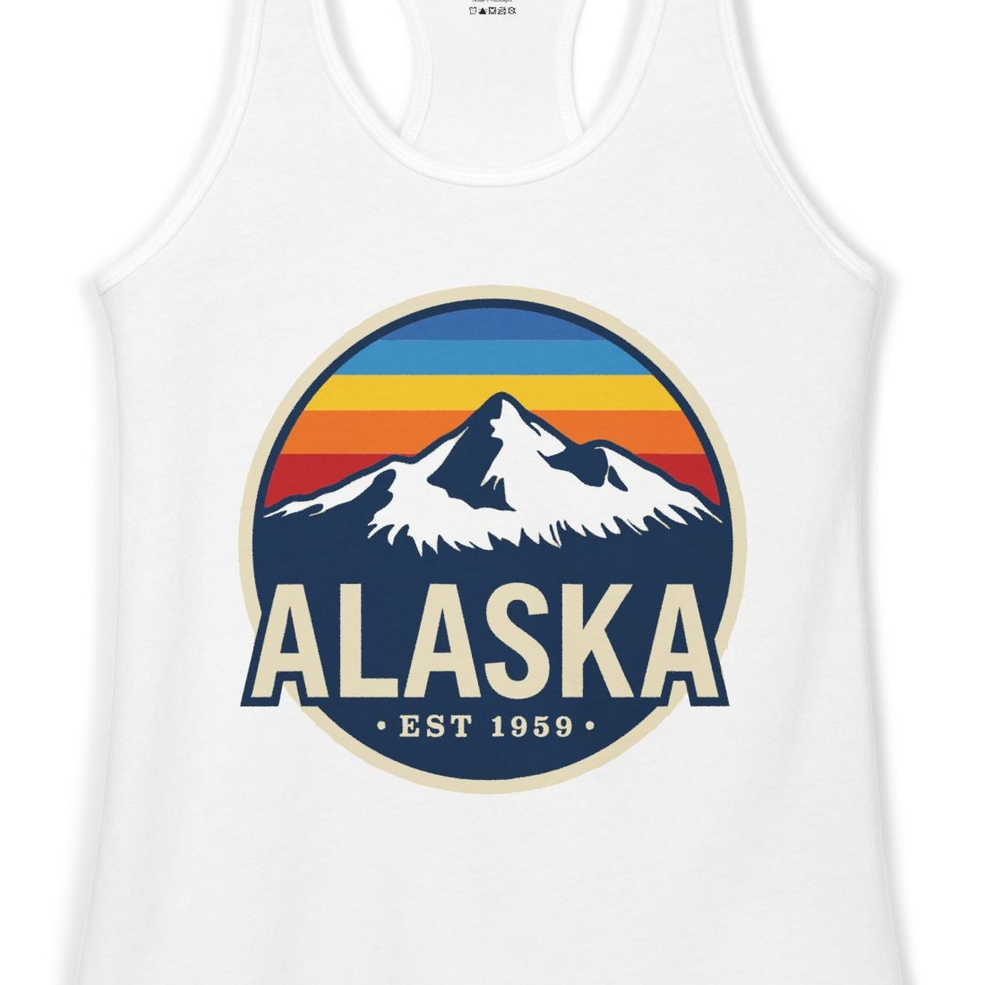 Alaska Vintage Shirt Ladies Tank Top – White – Alaska Cruise Shirts Close Up