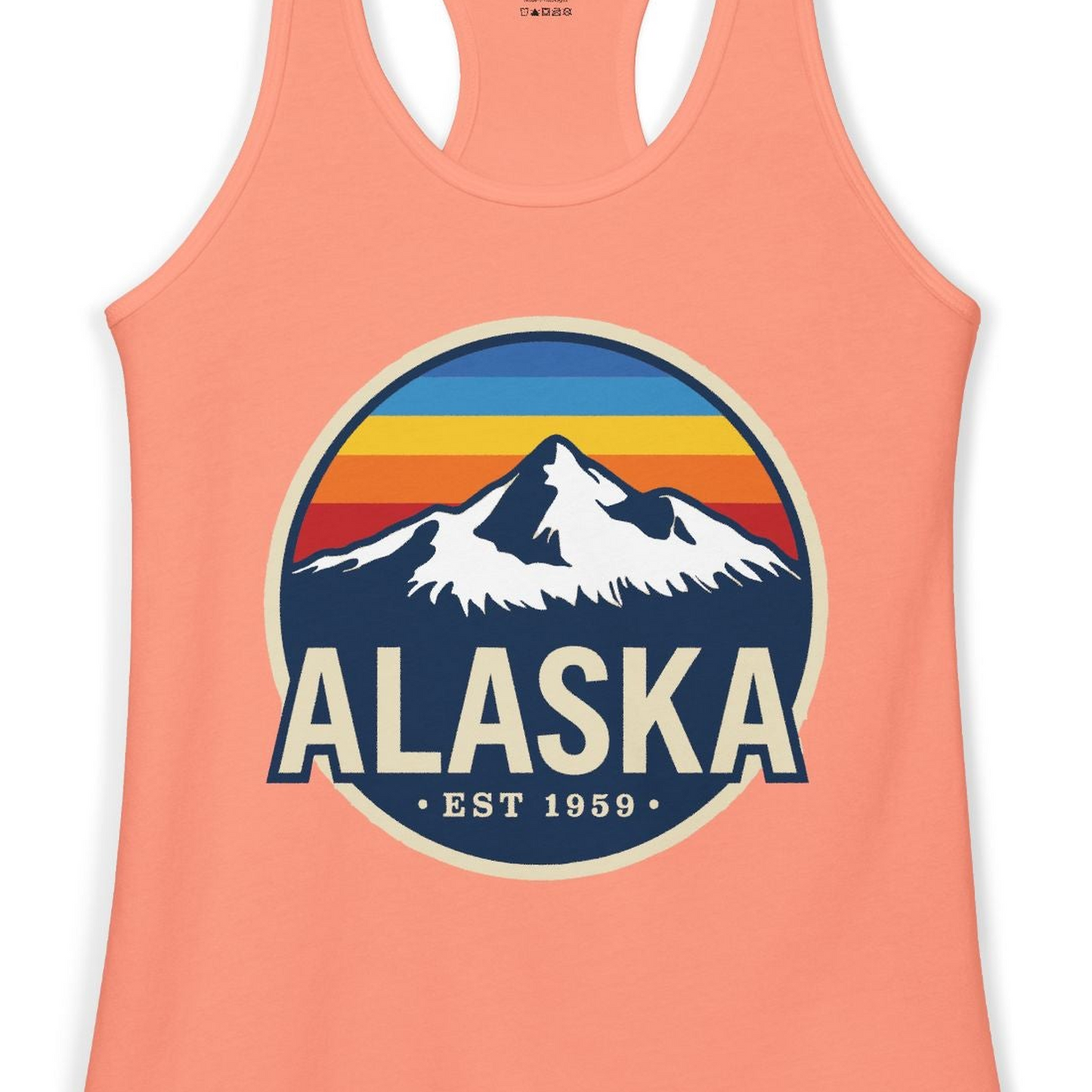 Alaska Vintage Shirt Ladies Tank Top – Solid Light Orange – Alaska Cruise Shirts Close Up