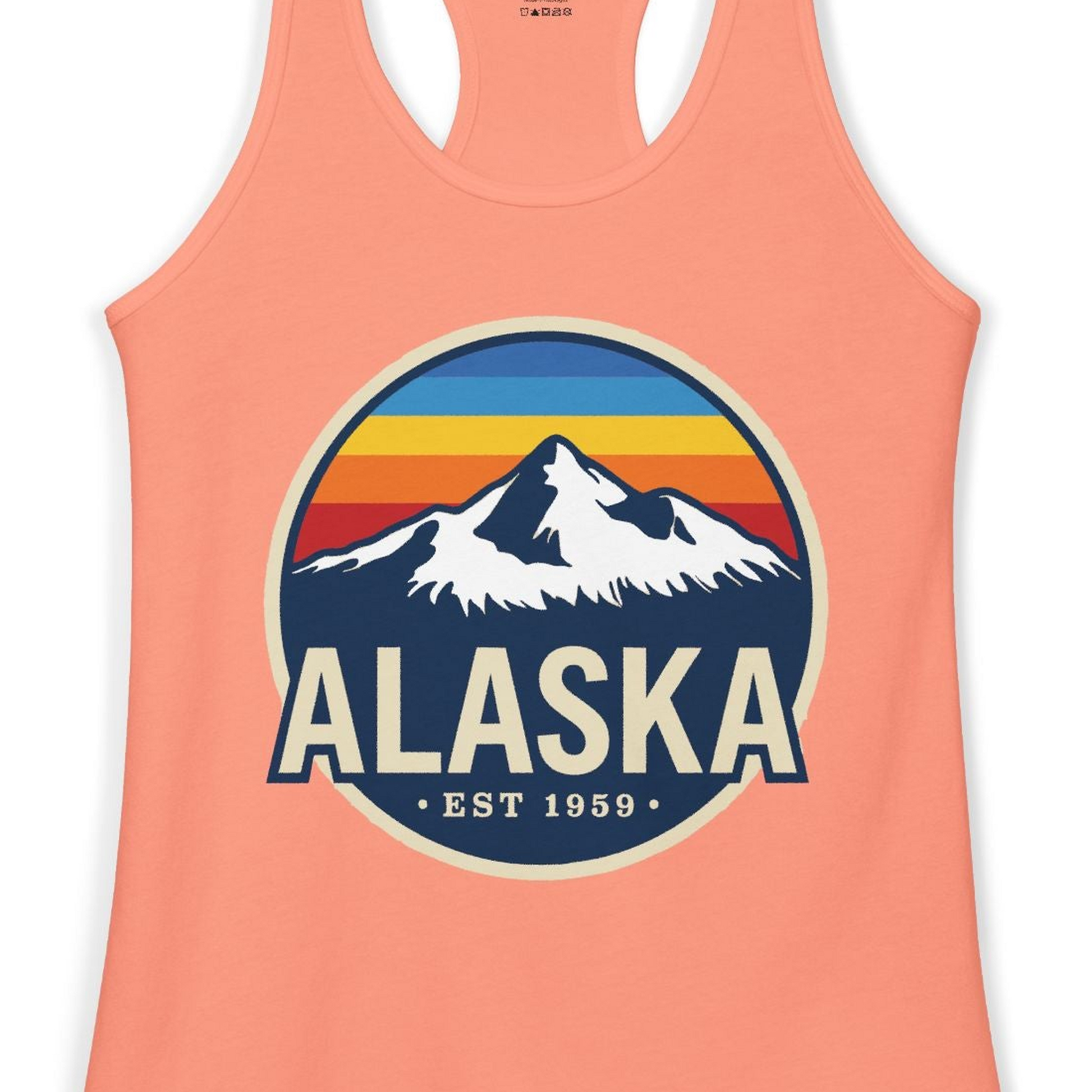 Alaska Vintage Shirt Ladies Tank Top – Solid Light Orange – Alaska Cruise Shirts Close Up