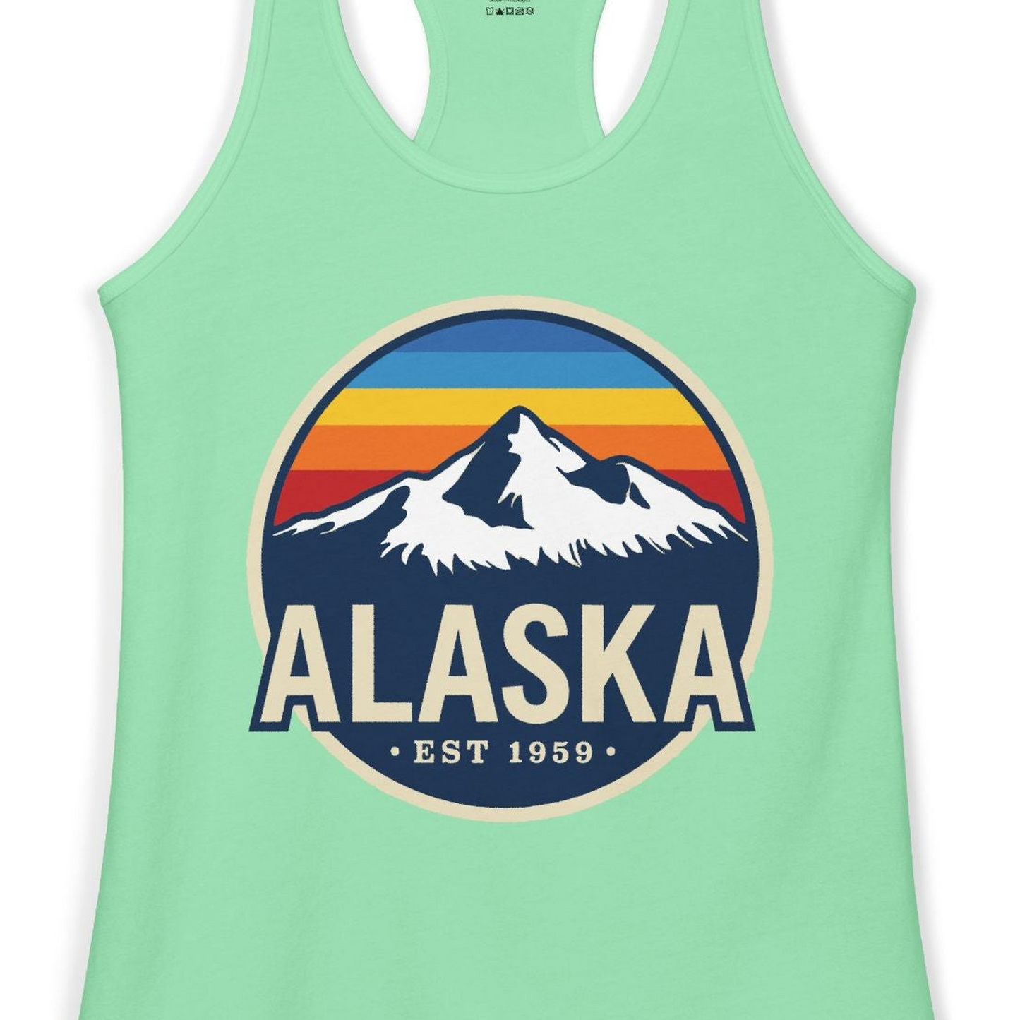 Alaska Vintage Shirt Ladies Tank Top – Solid Mint – Alaska Cruise Shirts Close Up