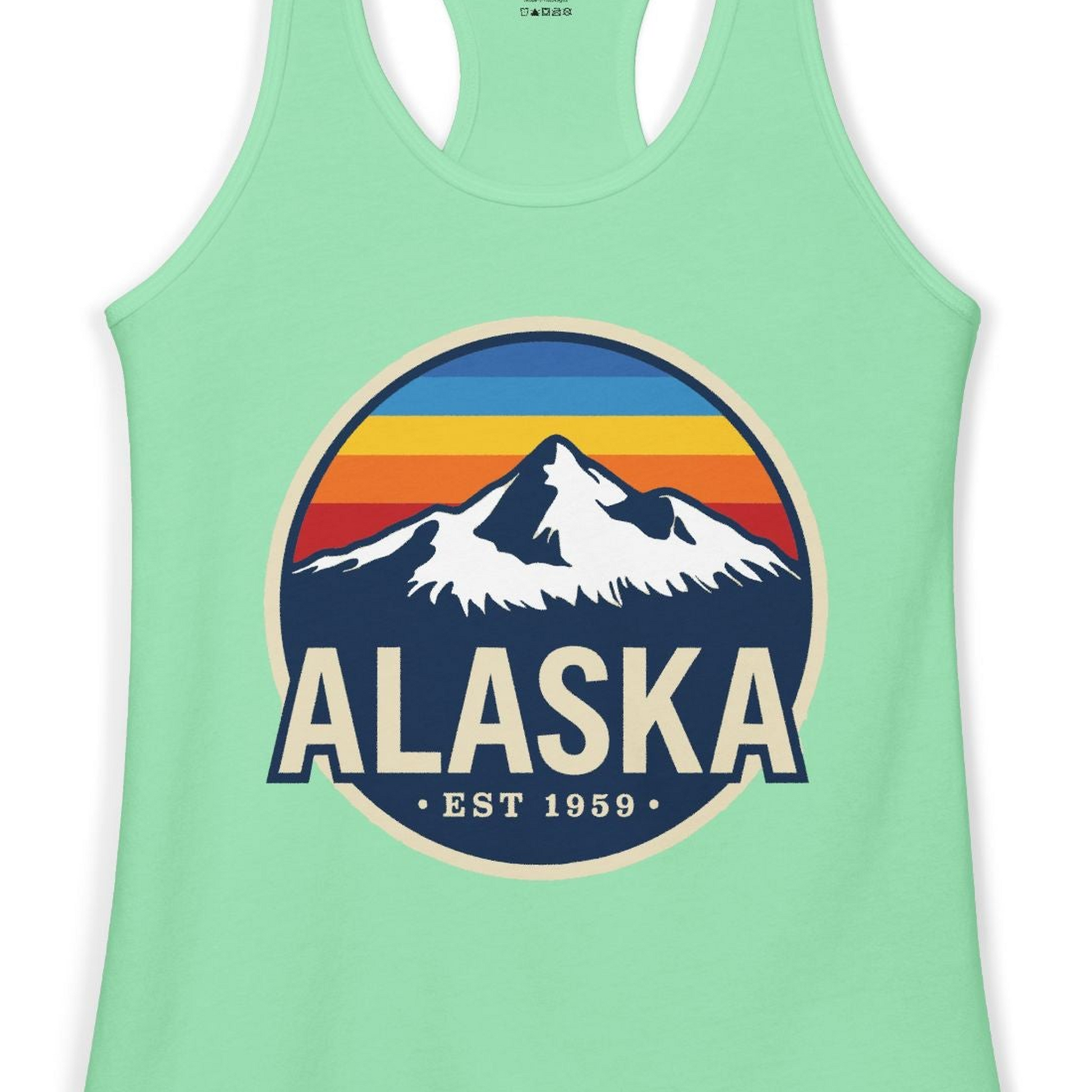 Alaska Vintage Shirt Ladies Tank Top – Solid Mint – Alaska Cruise Shirts Close Up