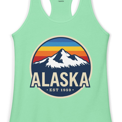 Alaska Vintage Shirt Ladies Tank Top – Solid Mint – Alaska Cruise Shirts Close Up