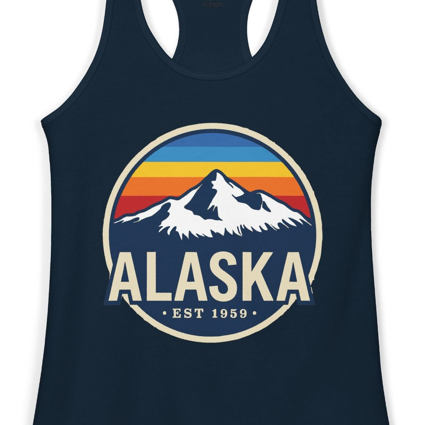 Alaska Vintage Shirt Ladies Tank Top – Solid Midnight Navy – Alaska Cruise Shirts Close Up