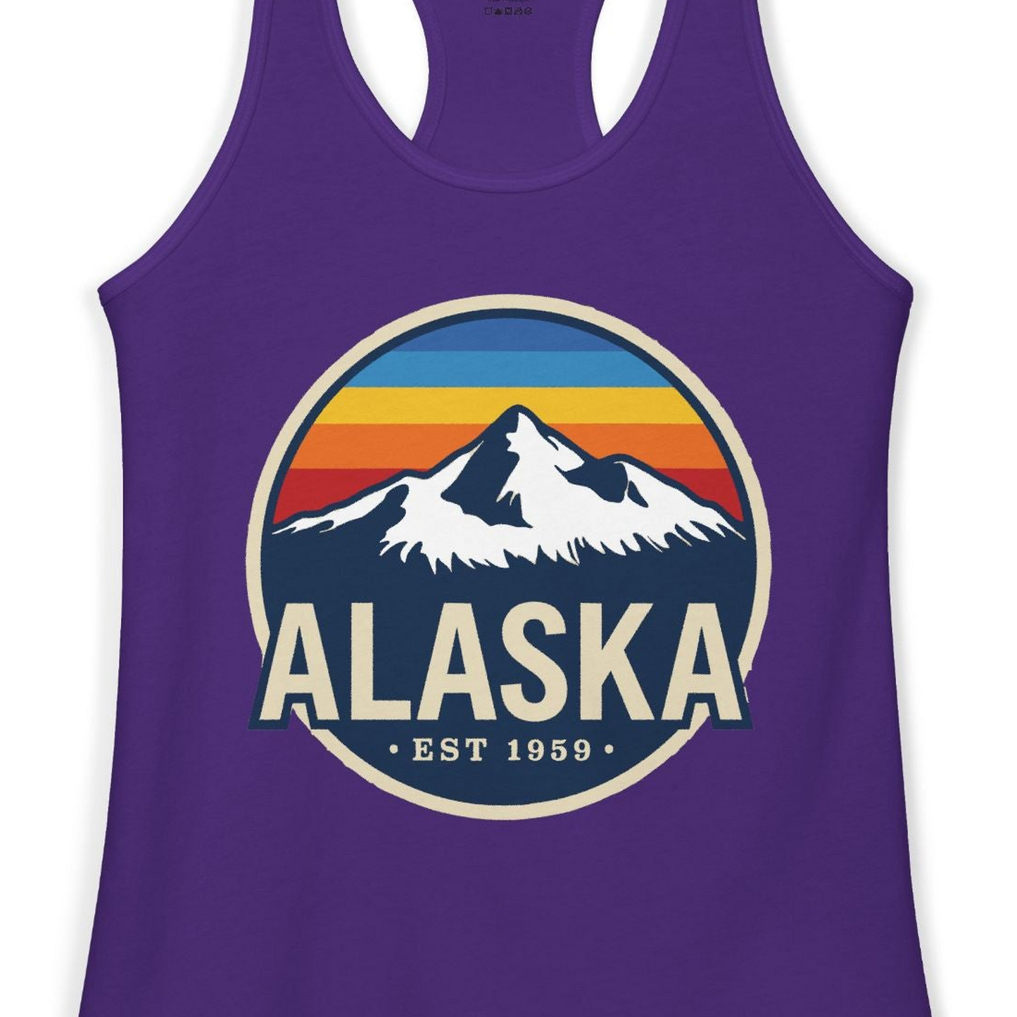 Alaska Vintage Shirt Ladies Tank Top – Solid Purple Rush – Alaska Cruise Shirts Close Up