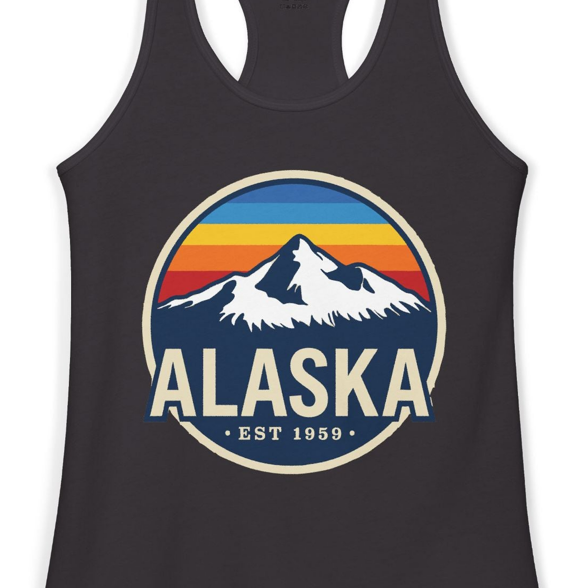 Alaska Vintage Shirt Ladies Tank Top – Black – Alaska Cruise Shirts Close Up