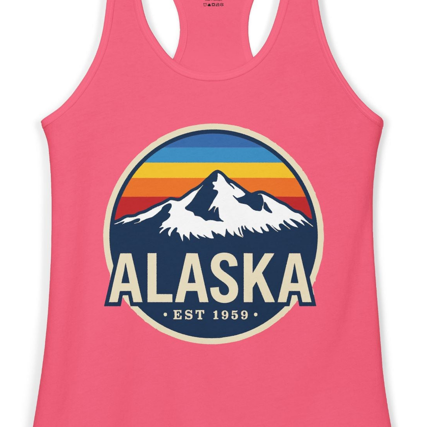 Alaska Vintage Shirt Ladies Tank Top – Hot Pink – Alaska Cruise Shirts Close Up