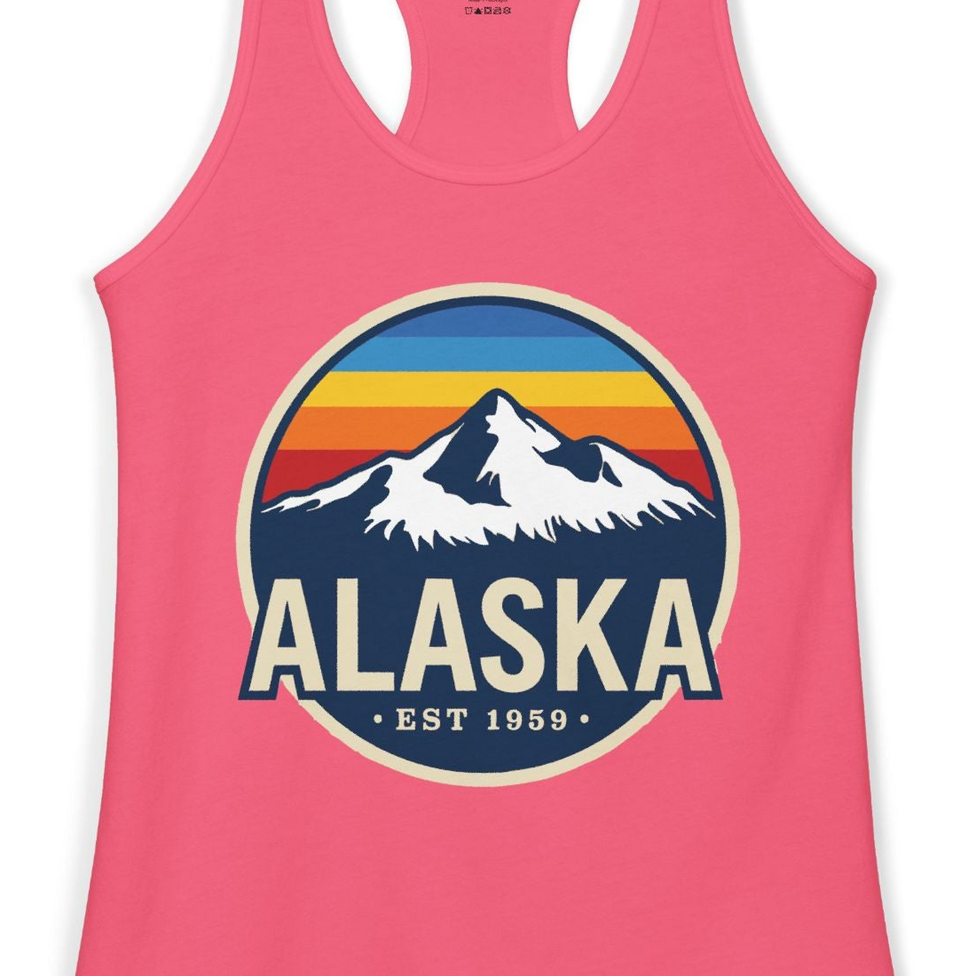 Alaska Vintage Shirt Ladies Tank Top – Hot Pink – Alaska Cruise Shirts Close Up