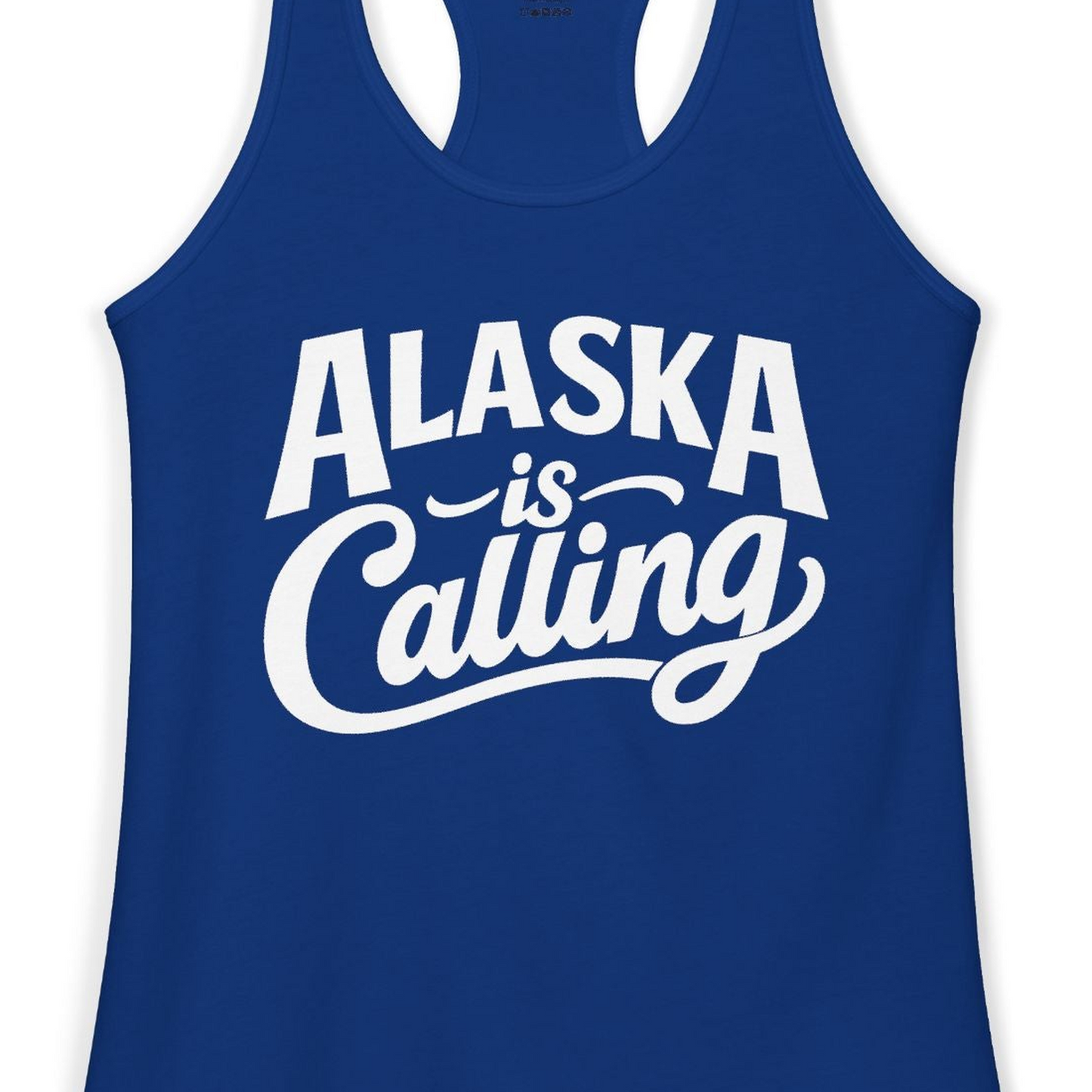 Alaska Is Calling Shirt Ladies Tank Top – Solid Royal – Alaska Cruise Shirts Close Up