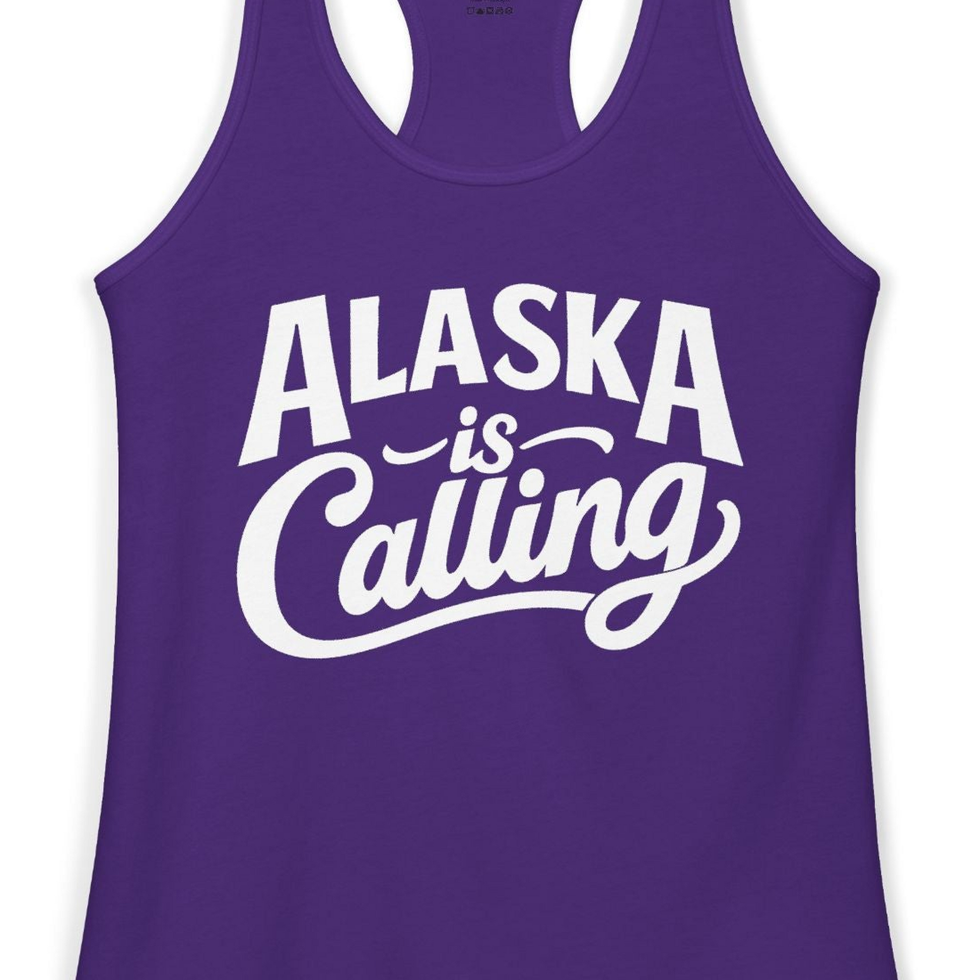 Alaska Is Calling Shirt Ladies Tank Top – Solid Purple Rush – Alaska Cruise Shirts Close Up