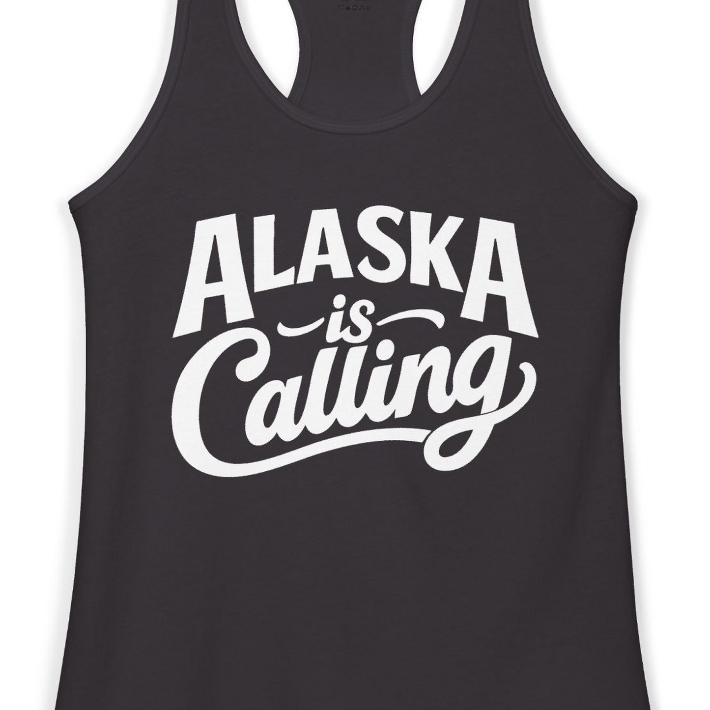 Alaska Is Calling Shirt Ladies Tank Top – Black – Alaska Cruise Shirts Close Up