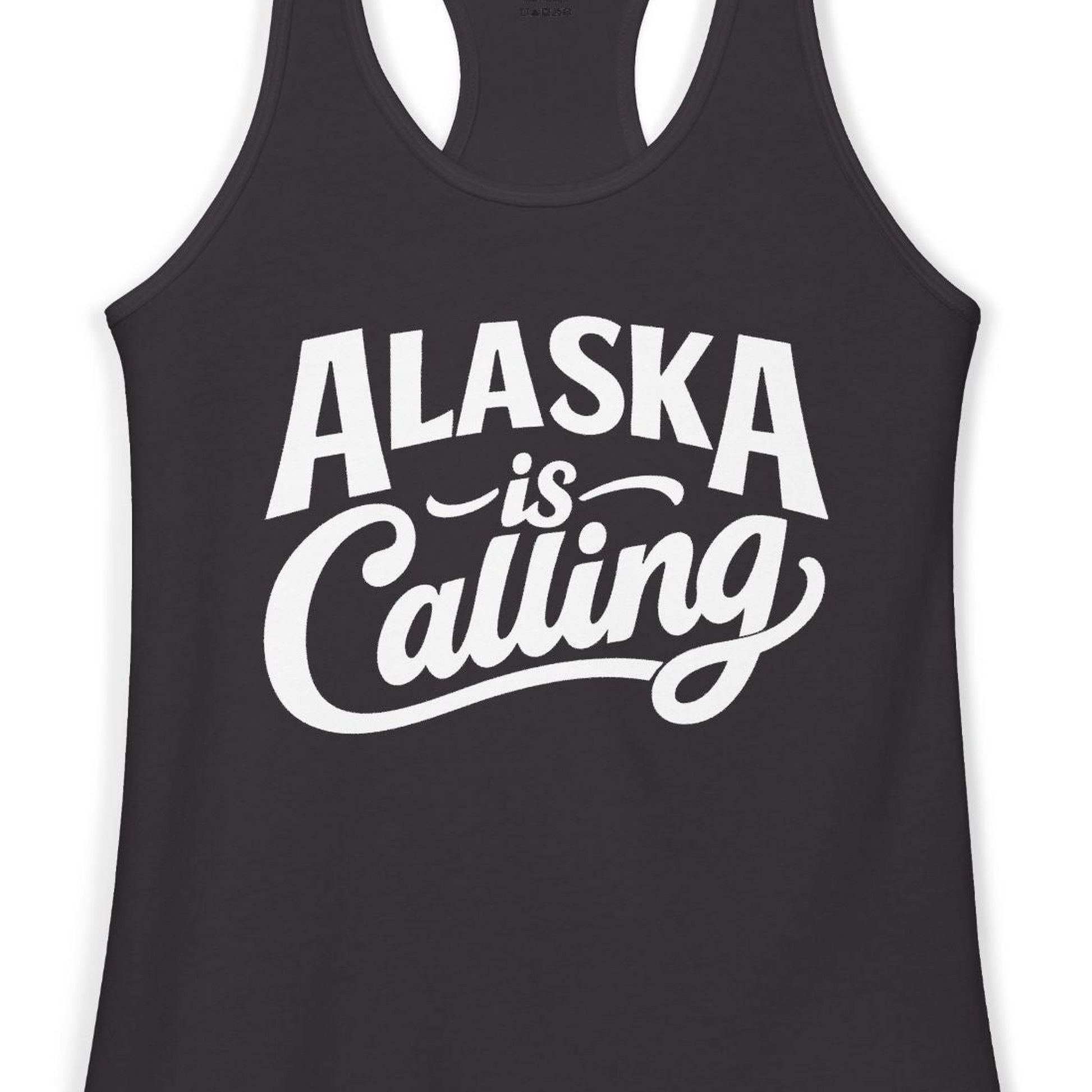 Alaska Is Calling Shirt Ladies Tank Top – Black – Alaska Cruise Shirts Close Up