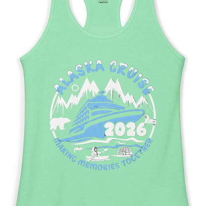 Alaska Cruise 2026 Adventure Shirt Ladies Tank Top – Solid Mint – Alaska Cruise Shirts Close Up