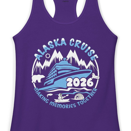 Alaska Cruise 2026 Adventure Shirt Ladies Tank Top – Solid Purple Rush – Alaska Cruise Shirts Close Up