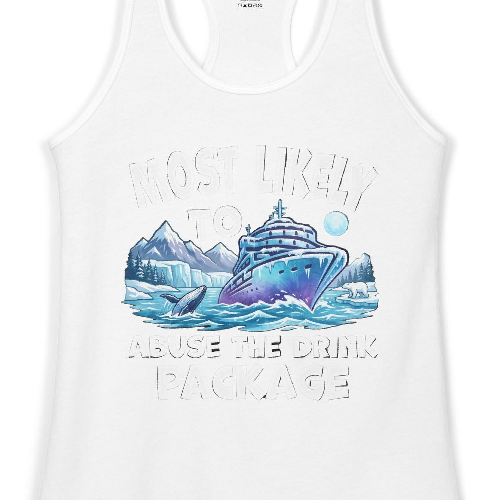 Funny Alaska Cruise Shirt Ladies Tank Top – White – Alaska Cruise Shirts Close Up