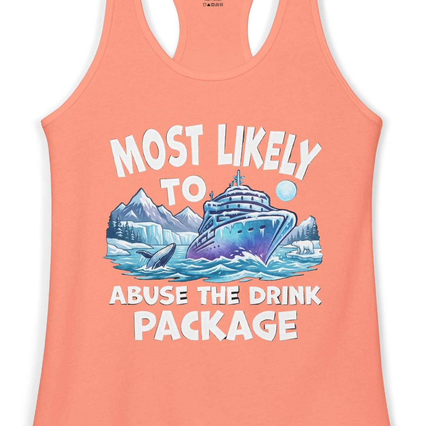 Funny Alaska Cruise Shirt Ladies Tank Top – Solid Light Orange – Alaska Cruise Shirts Close Up