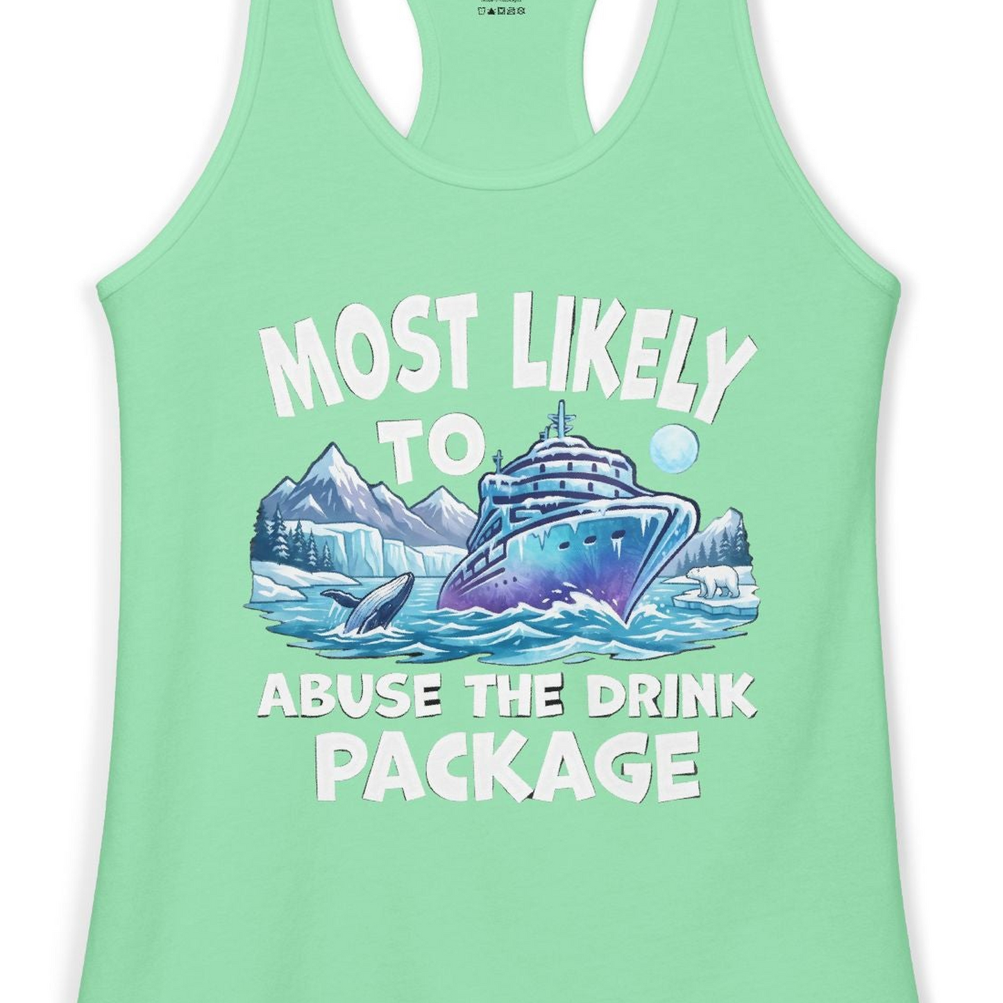 Funny Alaska Cruise Shirt Ladies Tank Top – Solid Mint – Alaska Cruise Shirts Close Up
