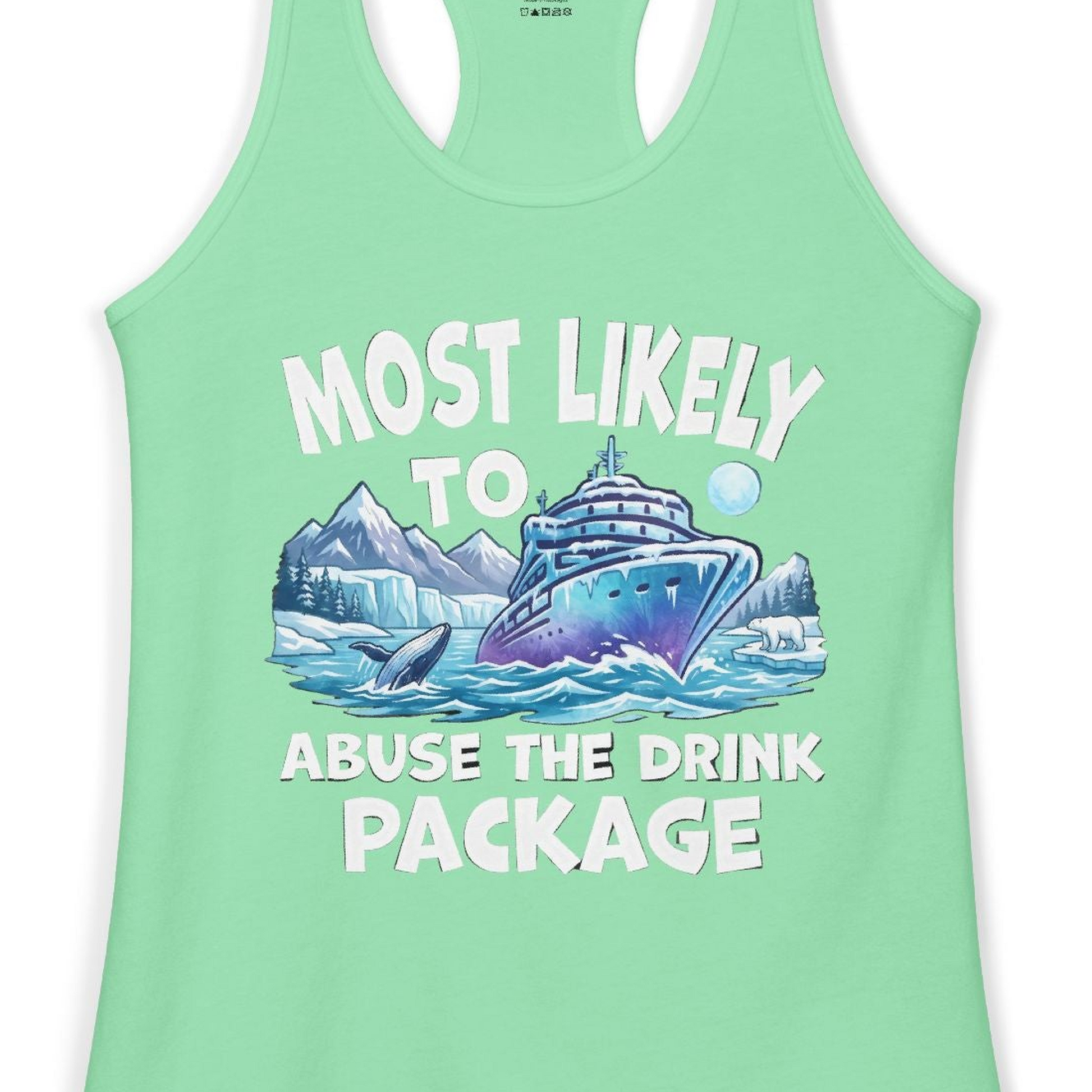 Funny Alaska Cruise Shirt Ladies Tank Top – Solid Mint – Alaska Cruise Shirts Close Up