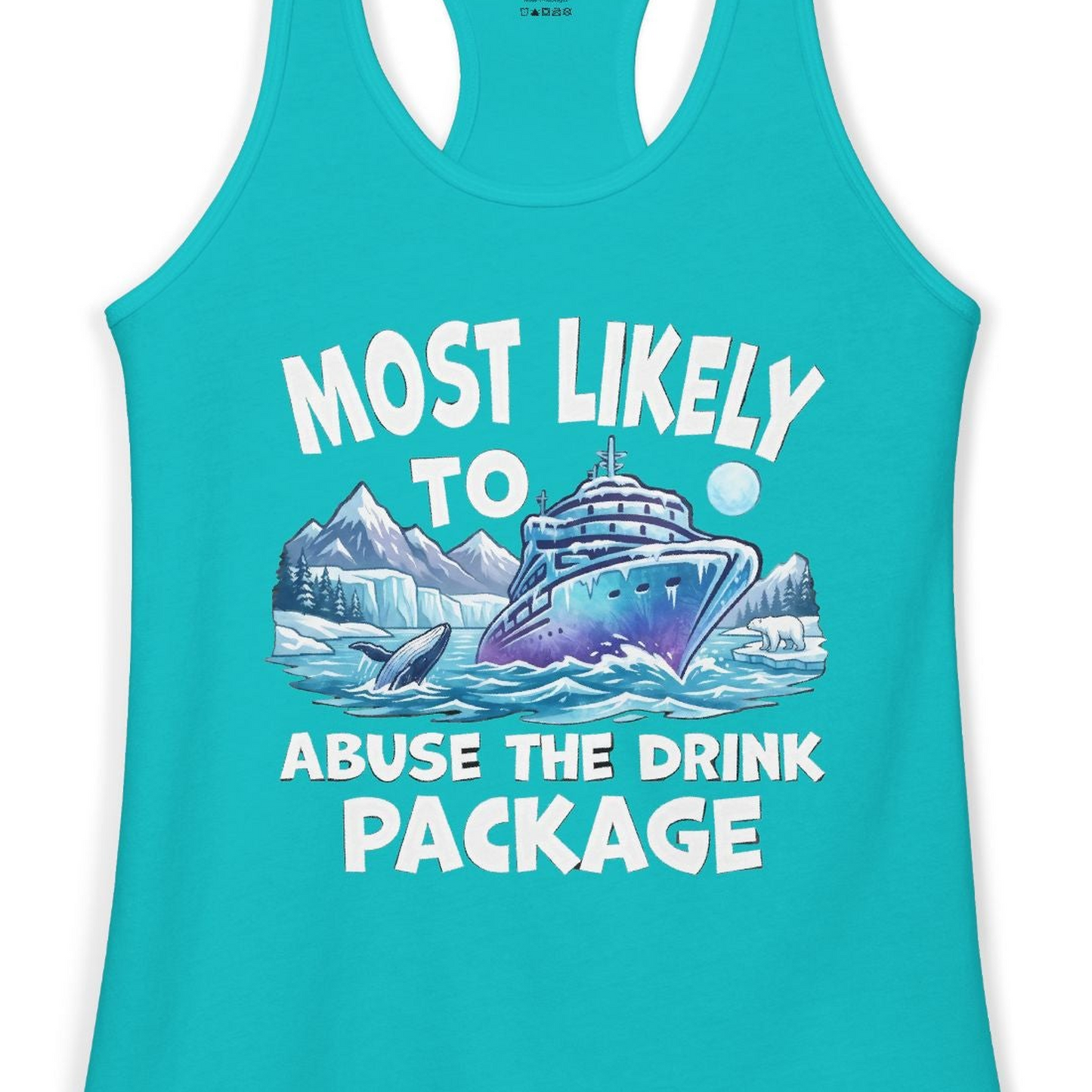 Funny Alaska Cruise Shirt Ladies Tank Top – Tahiti Blue – Alaska Cruise Shirts Close Up