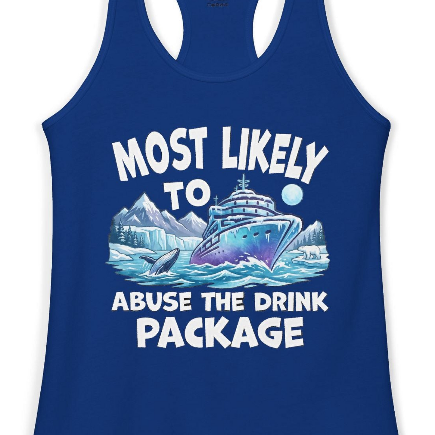 Funny Alaska Cruise Shirt Ladies Tank Top – Solid Royal – Alaska Cruise Shirts Close Up