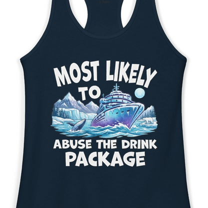 Funny Alaska Cruise Shirt Ladies Tank Top – Solid Midnight Navy – Alaska Cruise Shirts Close Up