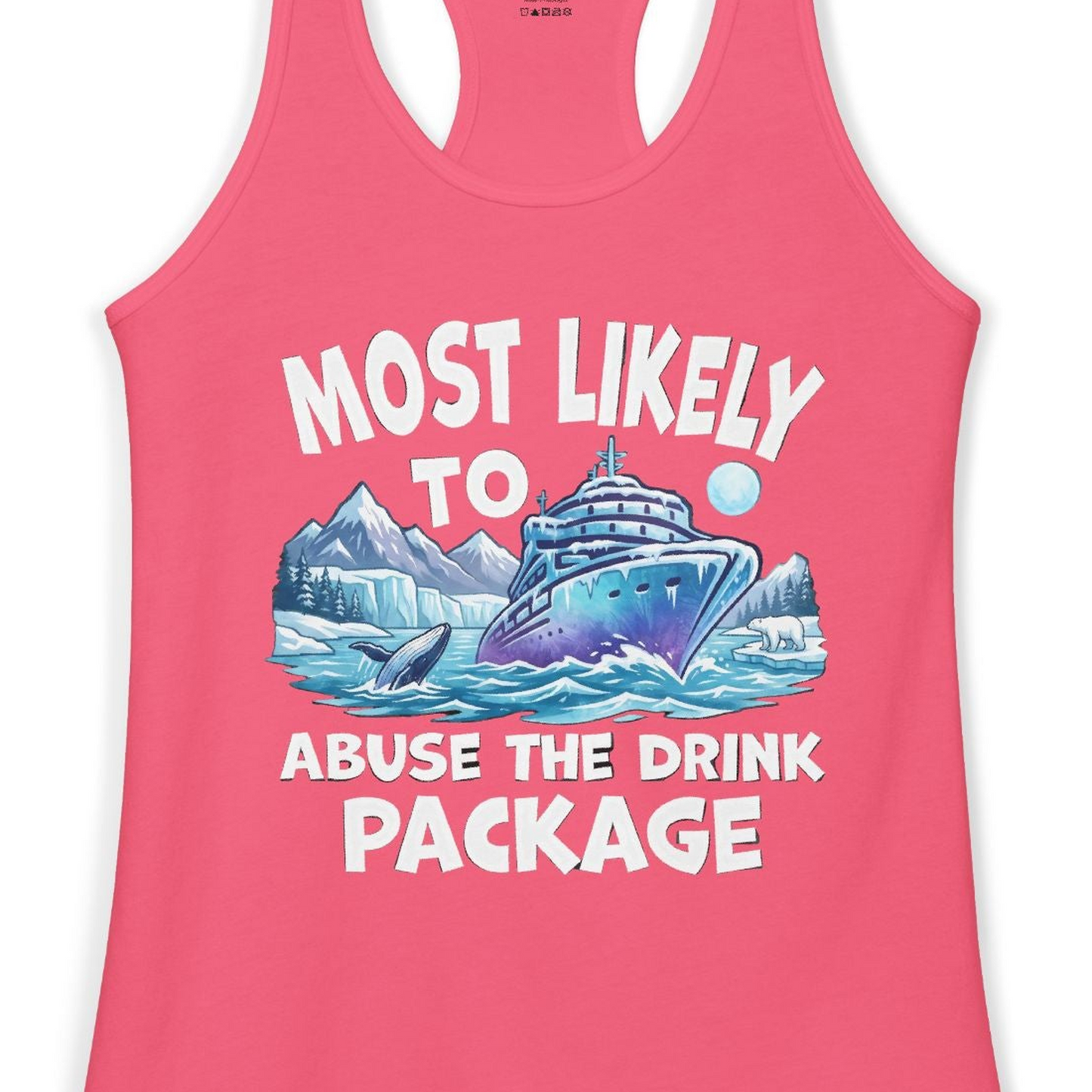 Funny Alaska Cruise Shirt Ladies Tank Top – Hot Pink – Alaska Cruise Shirts Close Up