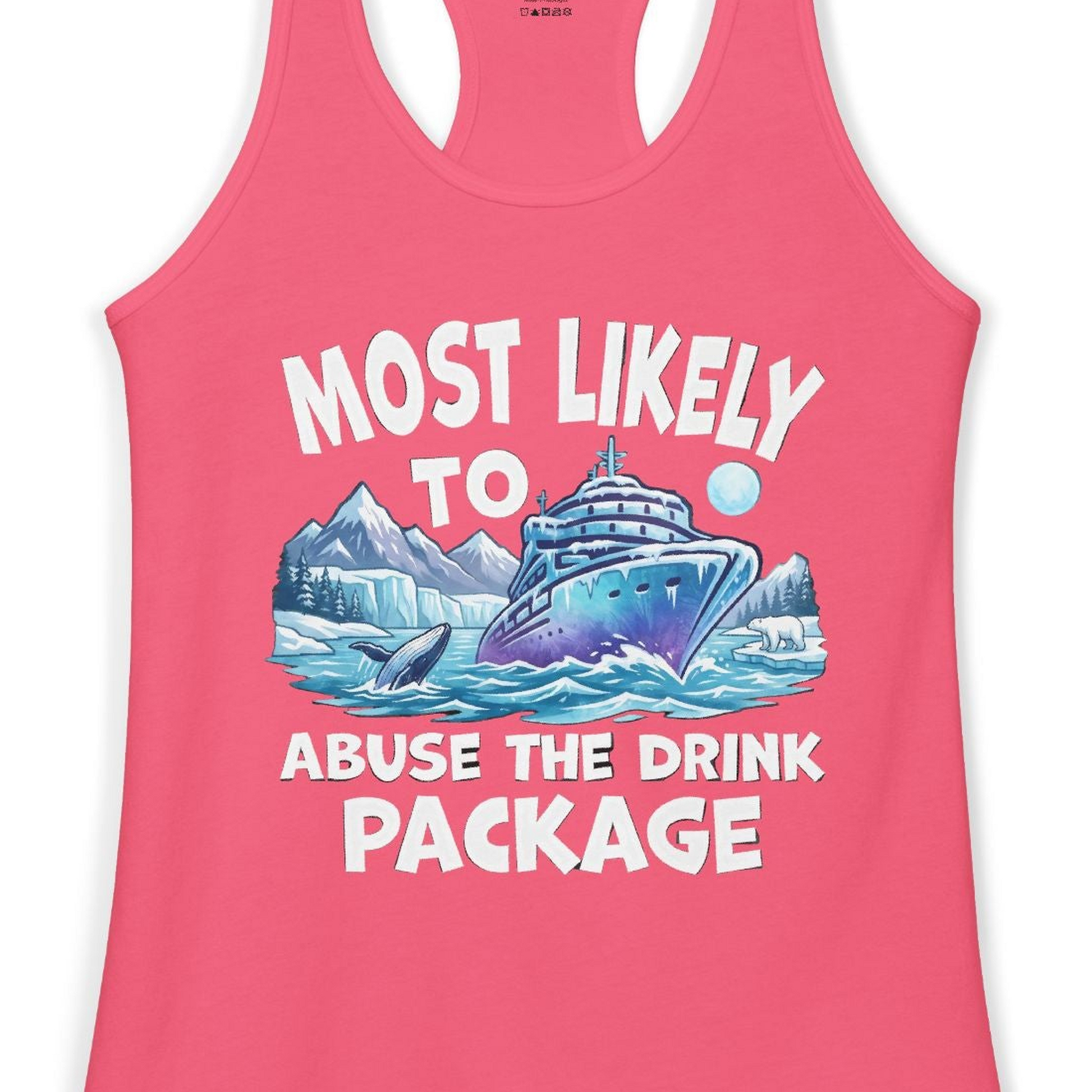 Funny Alaska Cruise Shirt Ladies Tank Top – Hot Pink – Alaska Cruise Shirts Close Up