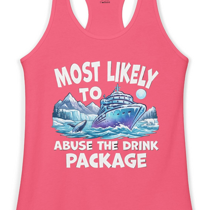 Funny Alaska Cruise Shirt Ladies Tank Top – Hot Pink – Alaska Cruise Shirts Close Up