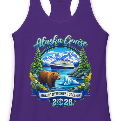 Alaska Cruise 2026 Family Shirt Ladies Tank Top – Solid Purple Rush – Alaska Cruise Shirts Close Up