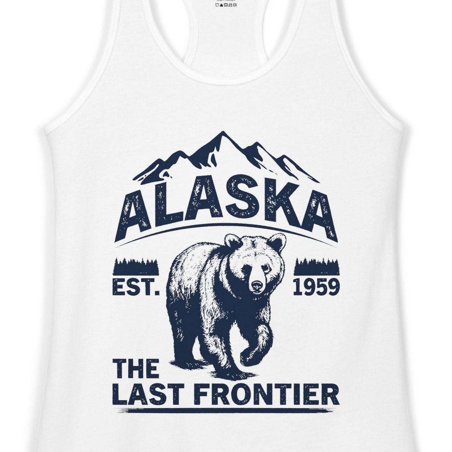 Alaska Bear Shirt Ladies Tank Top – White – Alaska Cruise Shirts Close Up