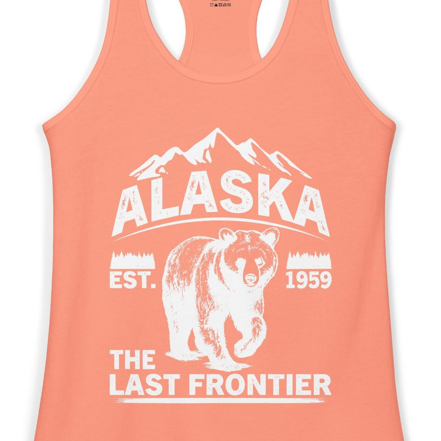 Alaska Bear Shirt Ladies Tank Top – Solid Light Orange – Alaska Cruise Shirts Close Up