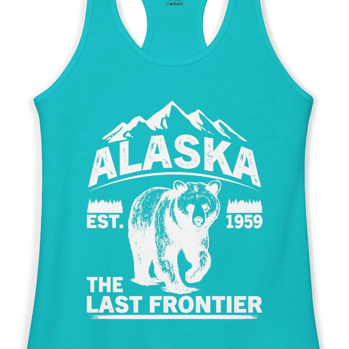 Alaska Bear Shirt Ladies Tank Top – Tahiti Blue – Alaska Cruise Shirts Close Up