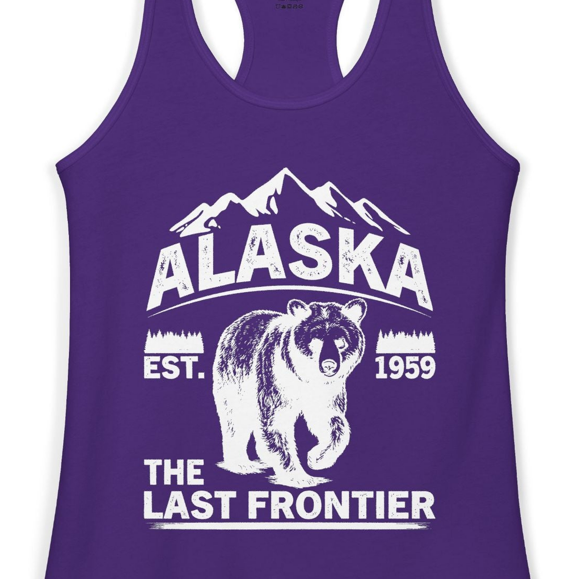 Alaska Bear Shirt Ladies Tank Top – Solid Purple Rush – Alaska Cruise Shirts Close Up