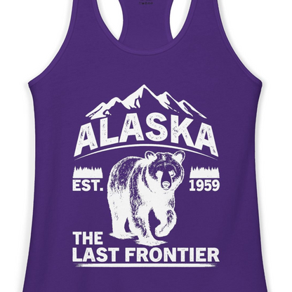 Alaska Bear Shirt Ladies Tank Top – Solid Purple Rush – Alaska Cruise Shirts Close Up
