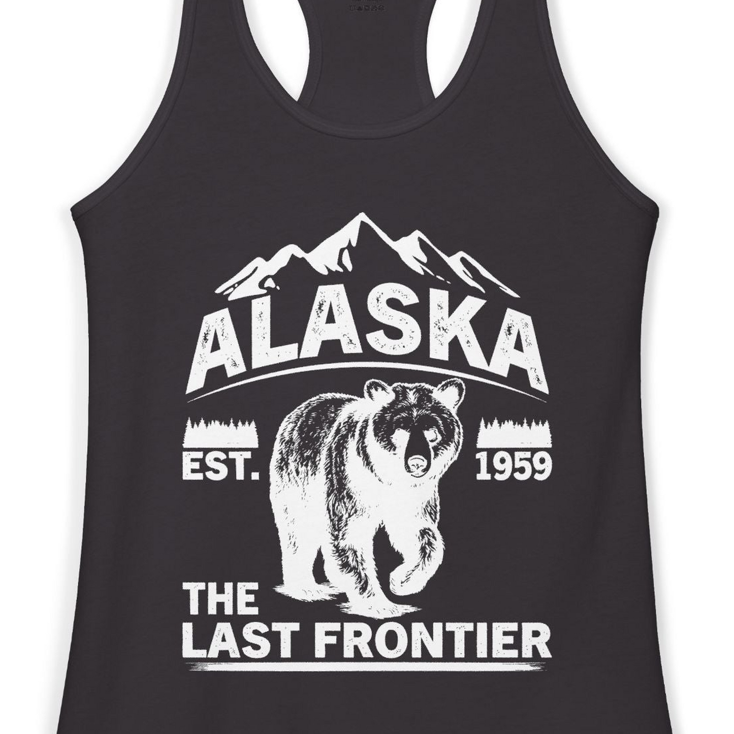 Alaska Bear Shirt Ladies Tank Top – Black – Alaska Cruise Shirts Close Up