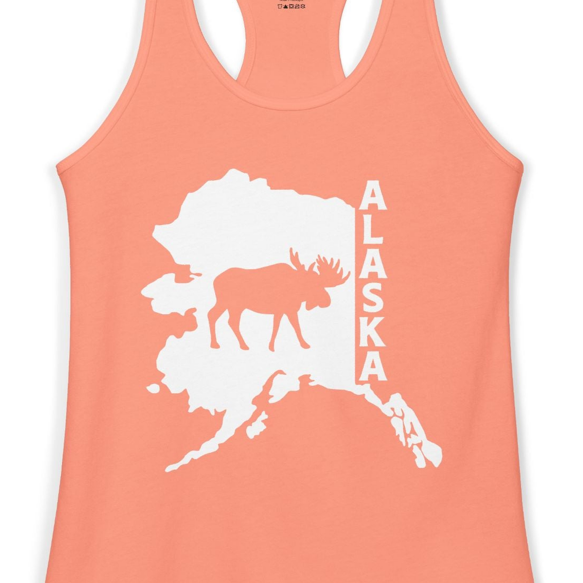 Alaska Moose Silhouette Shirt Ladies Tank Top – Solid Light Orange – Alaska Cruise Shirts Close Up