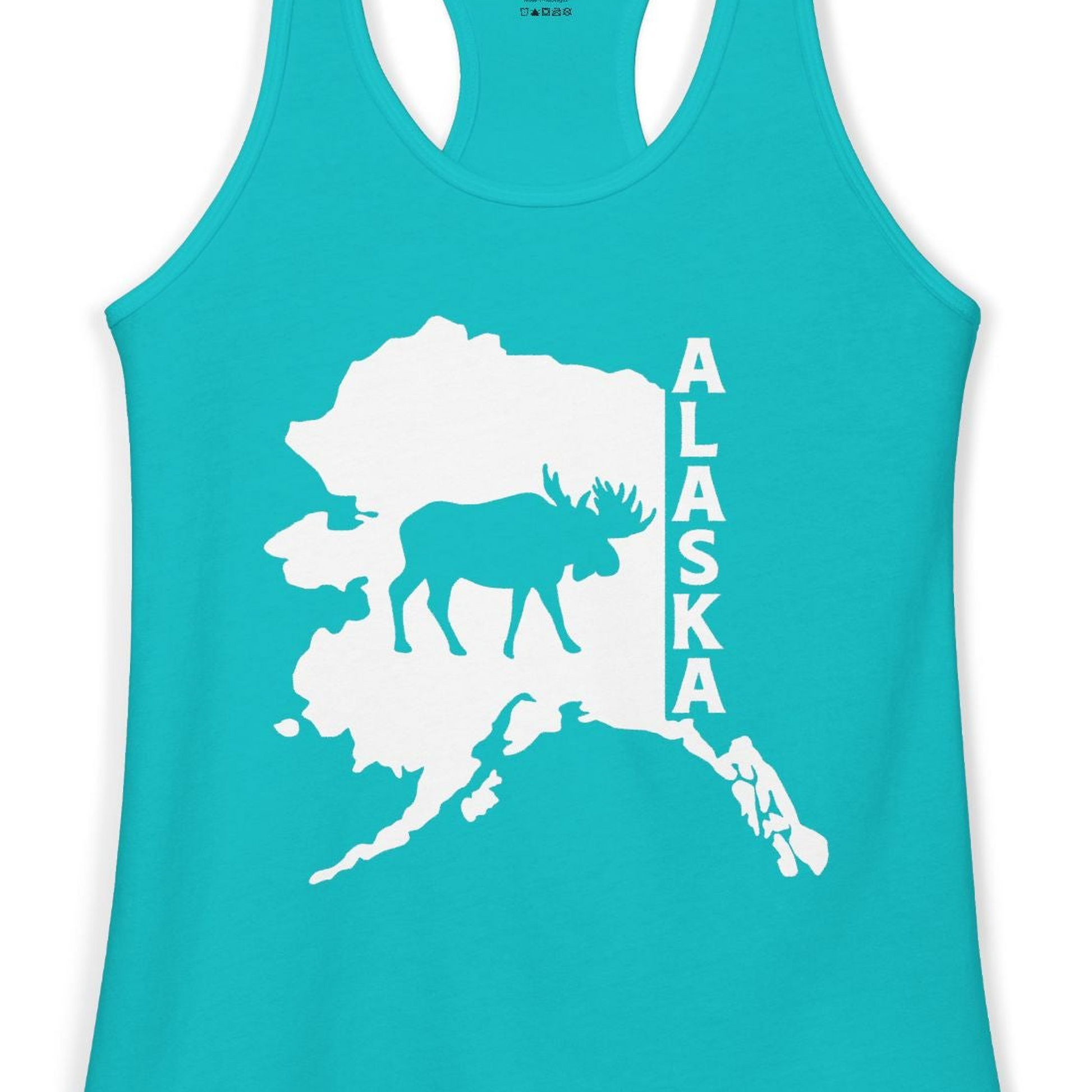 Alaska Moose Silhouette Shirt Ladies Tank Top – Tahiti Blue – Alaska Cruise Shirts Close Up