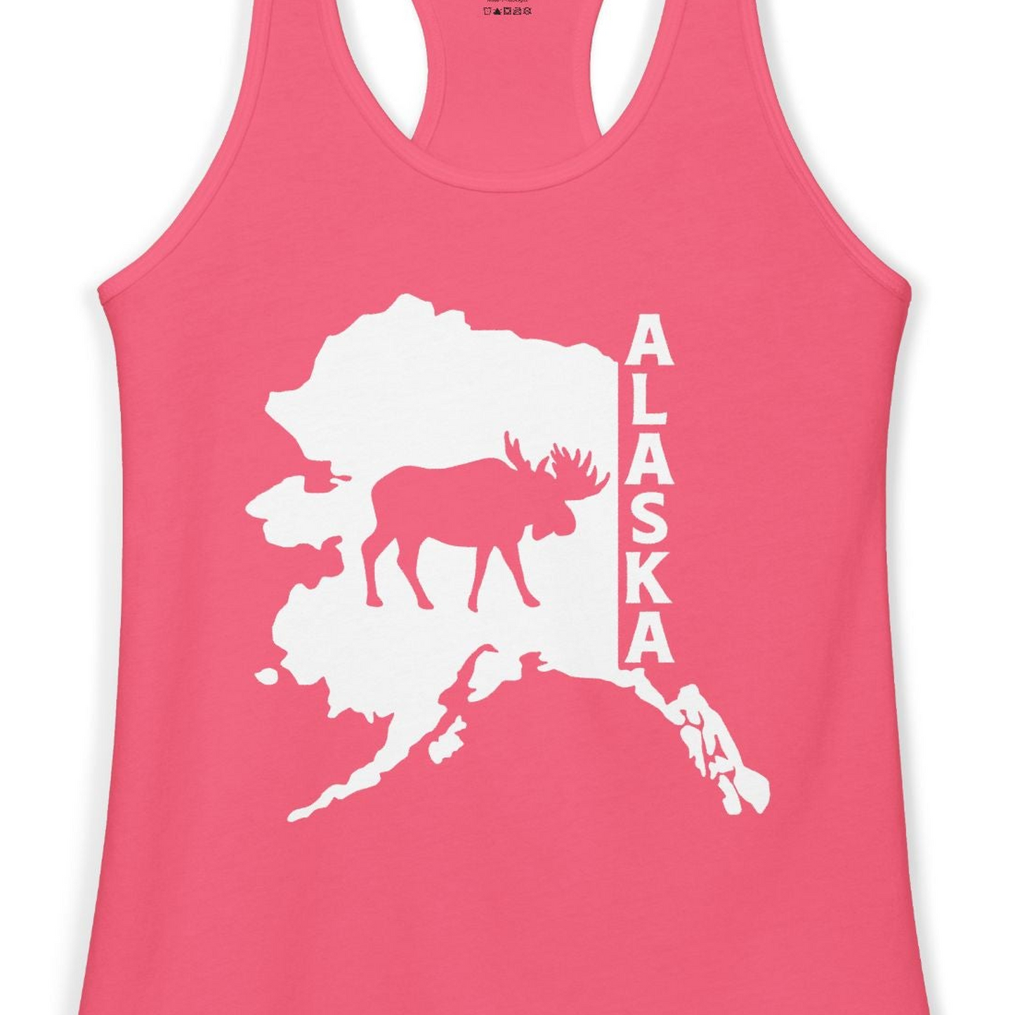 Alaska Moose Silhouette Shirt Ladies Tank Top – Hot Pink – Alaska Cruise Shirts Close Up