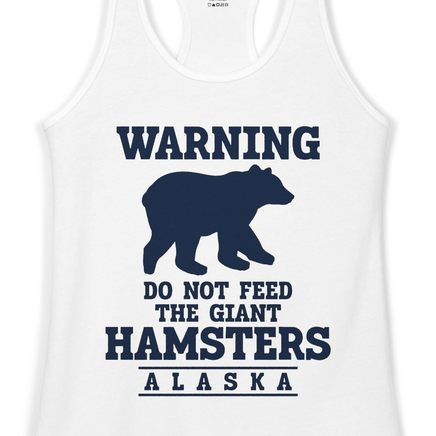 Funny Alaska Bear Warning Shirt Ladies Tank Top – White – Alaska Cruise Shirts Close Up