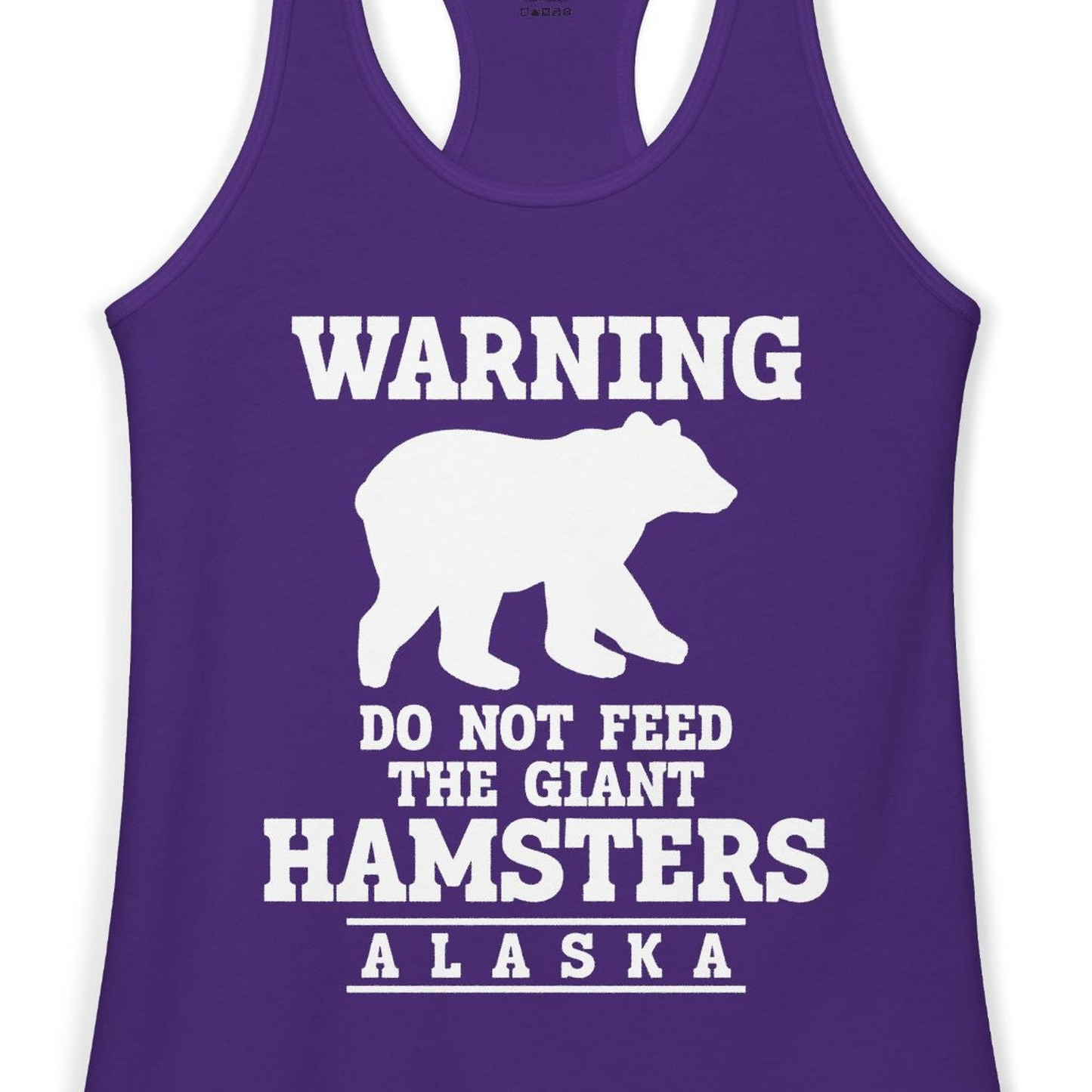 Funny Alaska Bear Warning Shirt Ladies Tank Top – Solid Purple Rush – Alaska Cruise Shirts Close Up