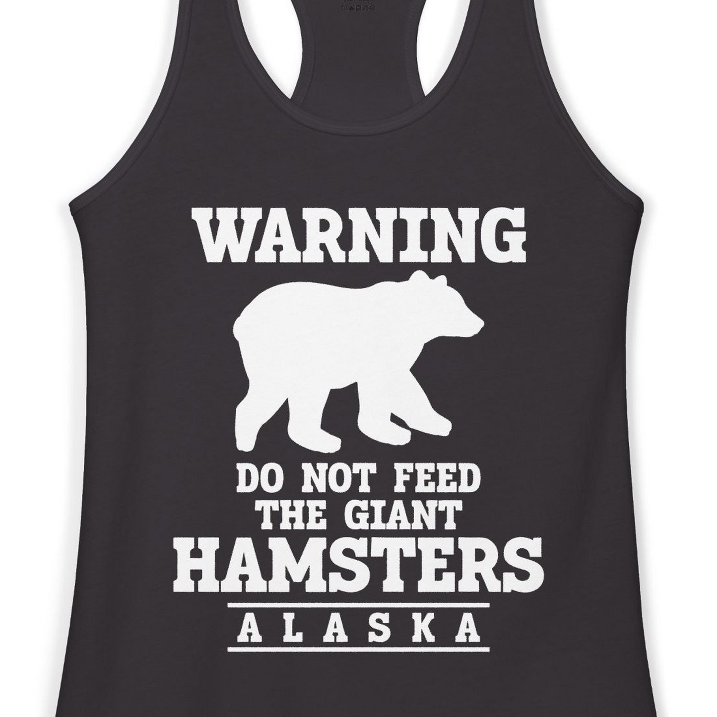 Funny Alaska Bear Warning Shirt Ladies Tank Top – Black – Alaska Cruise Shirts Close Up