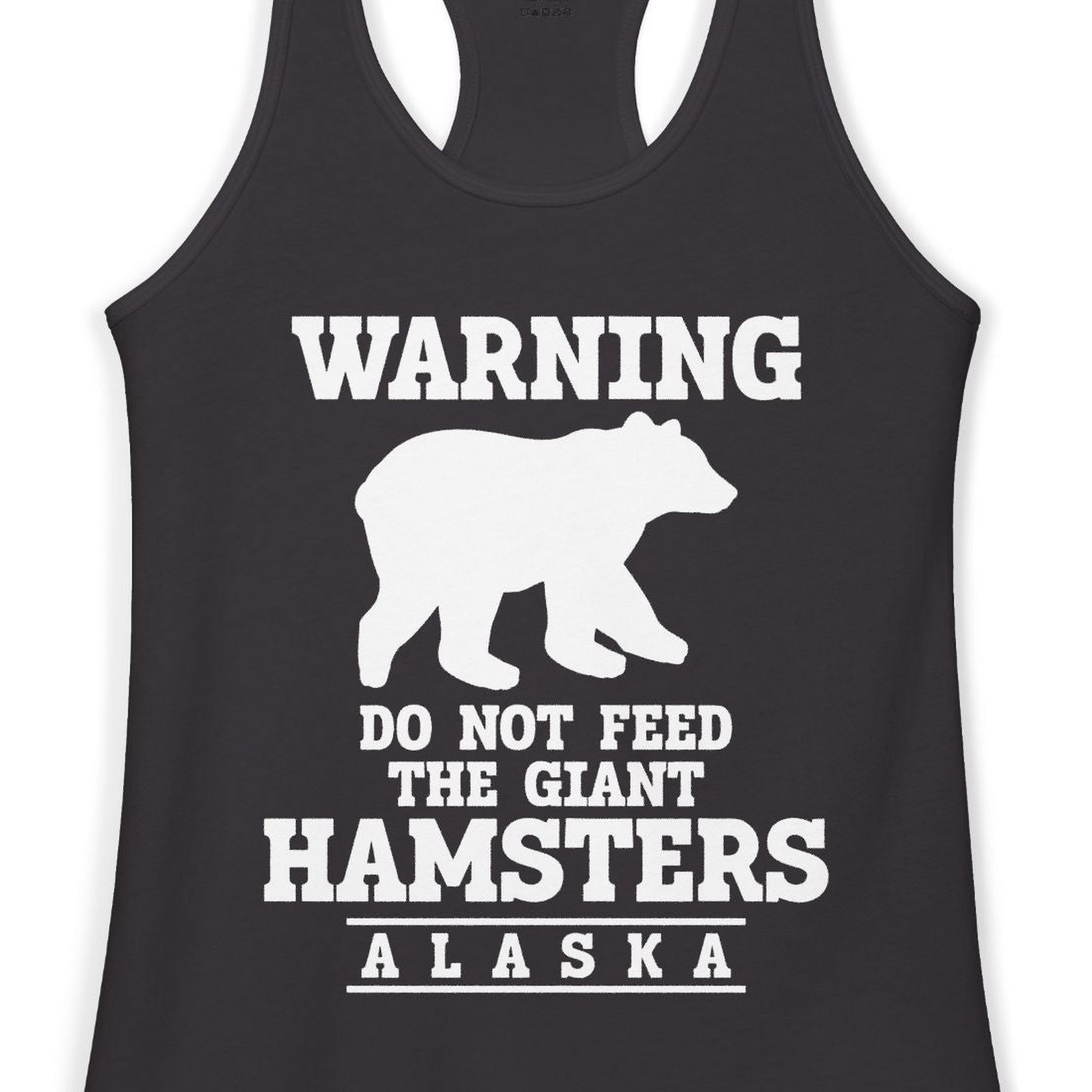Funny Alaska Bear Warning Shirt Ladies Tank Top – Black – Alaska Cruise Shirts Close Up