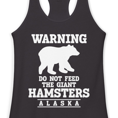 Funny Alaska Bear Warning Shirt Ladies Tank Top – Black – Alaska Cruise Shirts Close Up