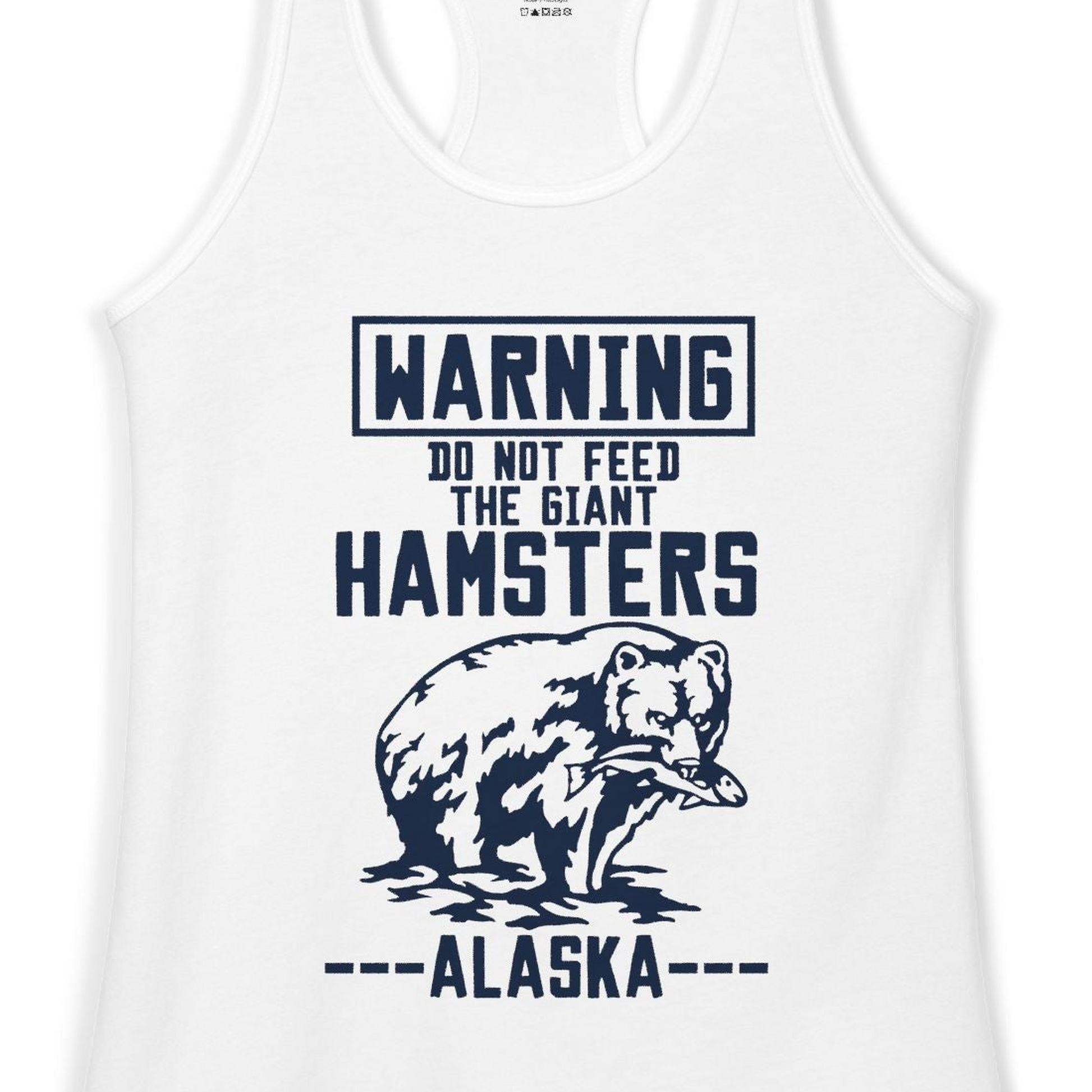 Funny Alaska Bear Warning Sign Shirt Ladies Tank Top – White – Alaska Cruise Shirts Close Up