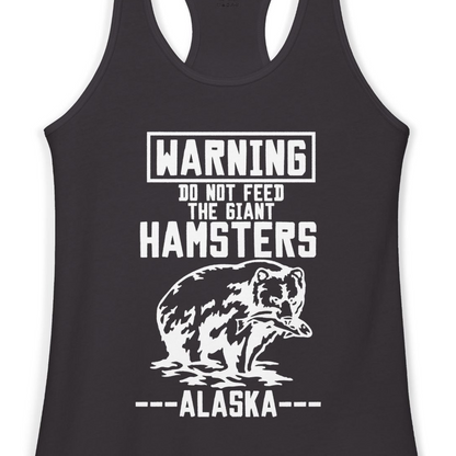 Funny Alaska Bear Warning Sign Shirt Ladies Tank Top – Black – Alaska Cruise Shirts Close Up