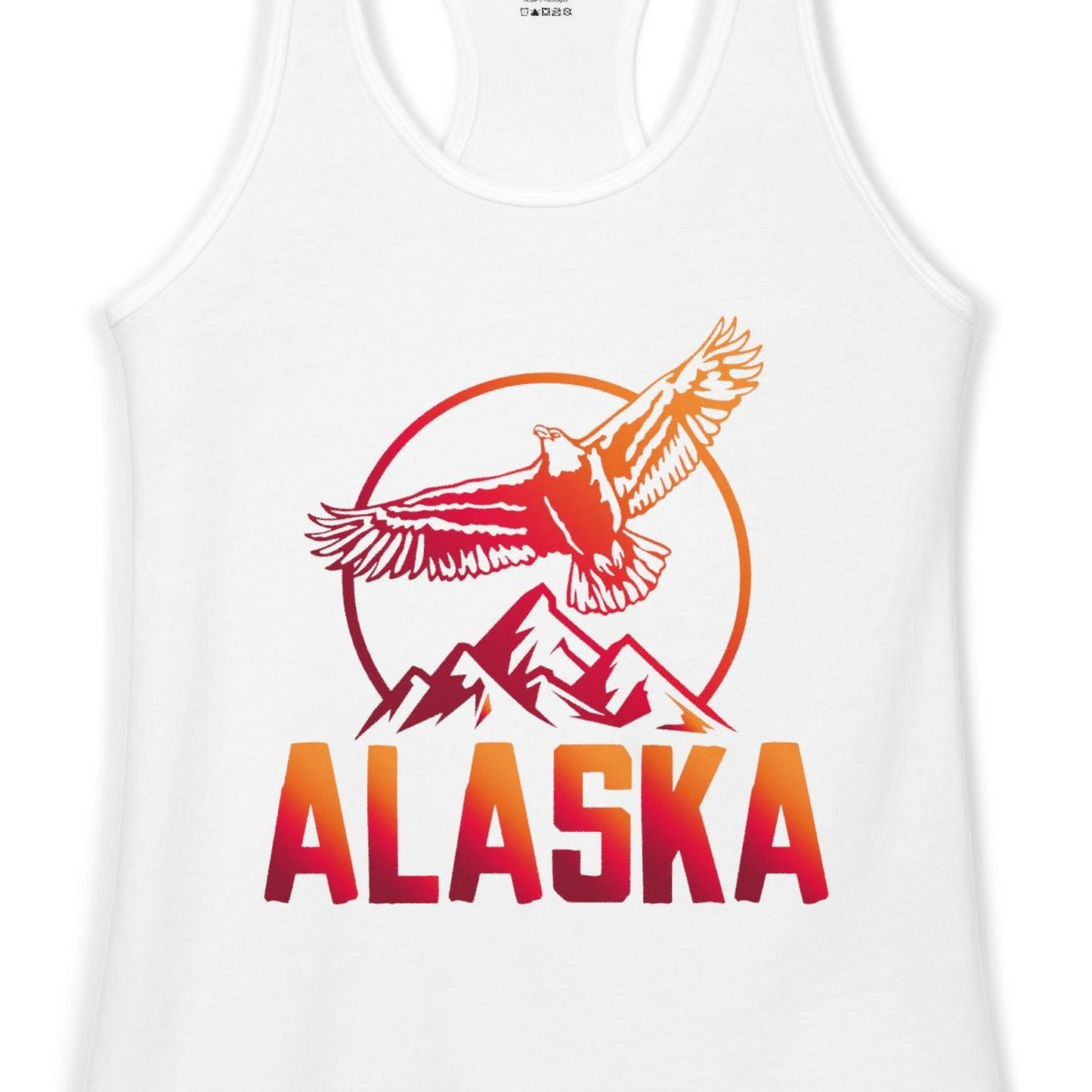 Alaska Eagle Mountains Graphic Shirt Ladies Tank Top – White – Alaska Cruise Shirts Close Up