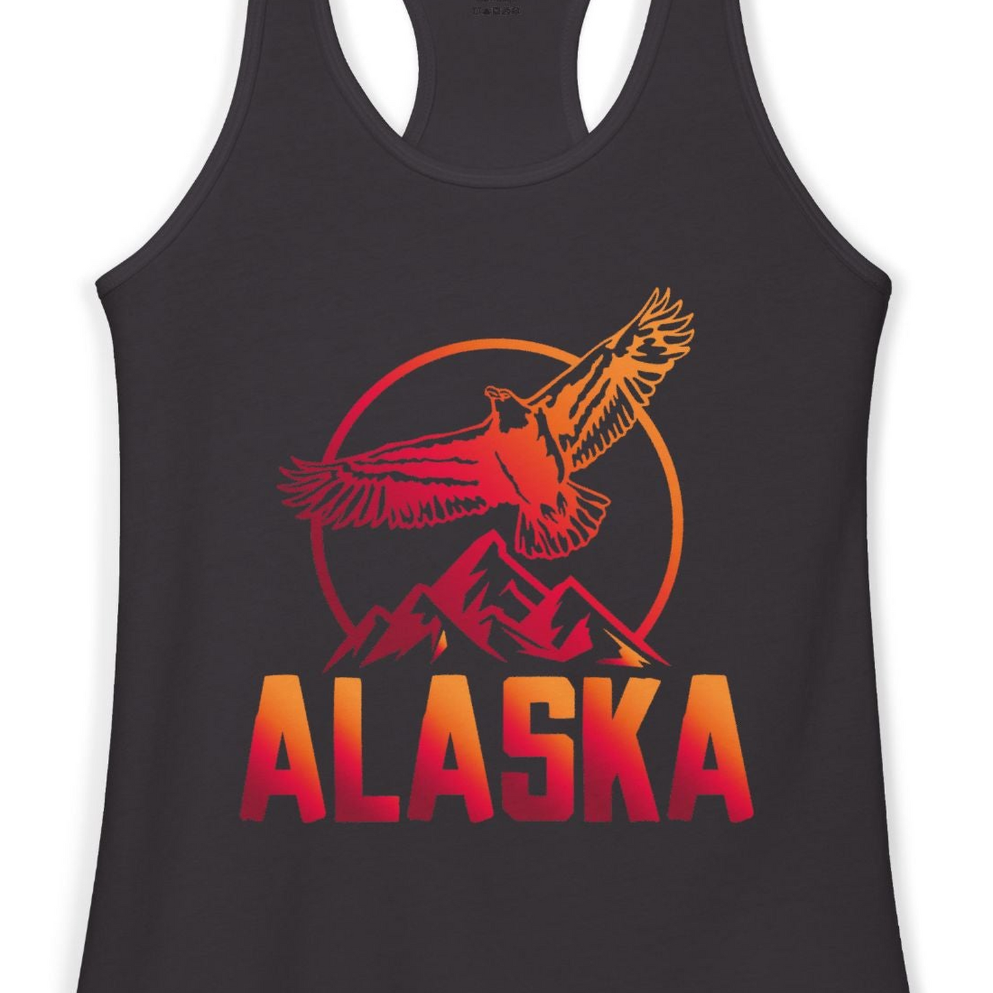 Alaska Eagle Mountains Graphic Shirt Ladies Tank Top – Black – Alaska Cruise Shirts Close Up