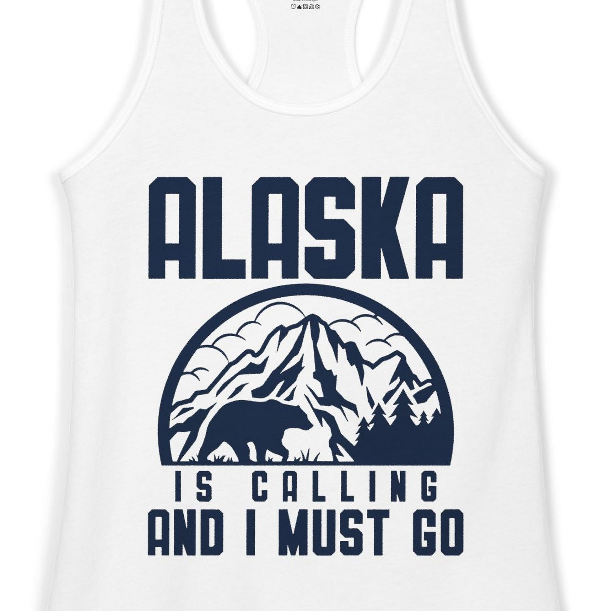 Alaska Is Calling Shirt Ladies Tank Top – White – Alaska Cruise Shirts Close Up