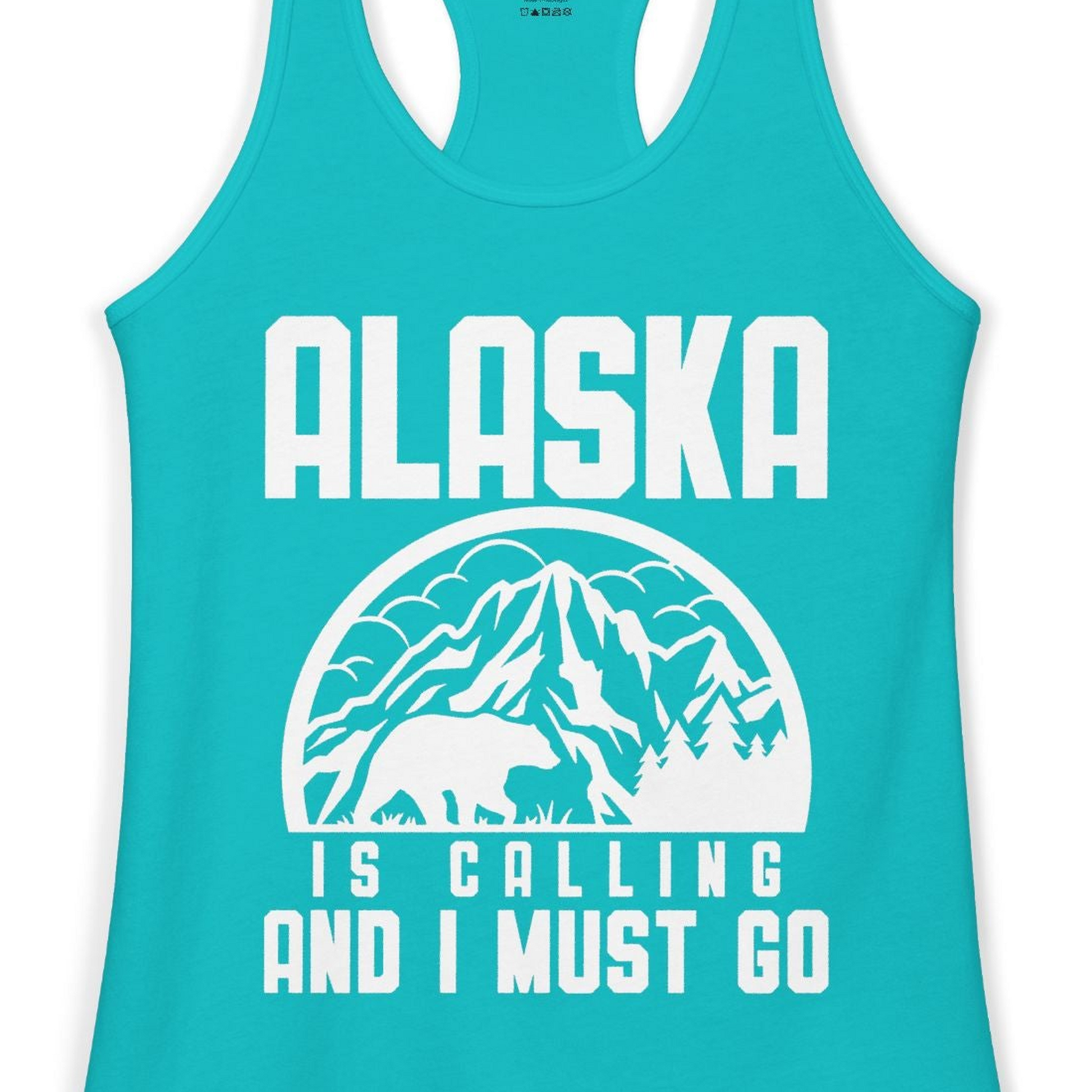 Alaska Is Calling Shirt Ladies Tank Top – Tahiti Blue – Alaska Cruise Shirts Close Up