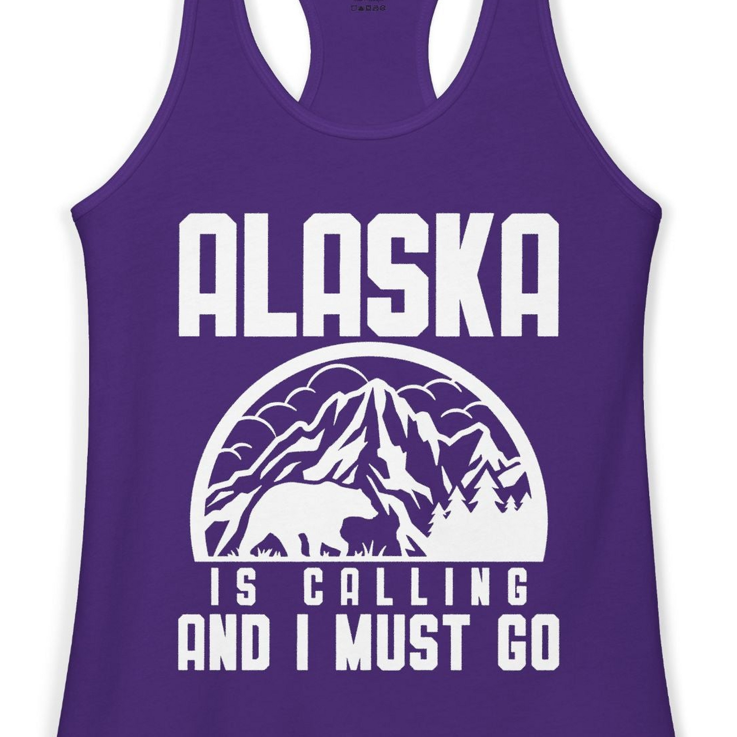 Alaska Is Calling Shirt Ladies Tank Top – Solid Purple Rush – Alaska Cruise Shirts Close Up